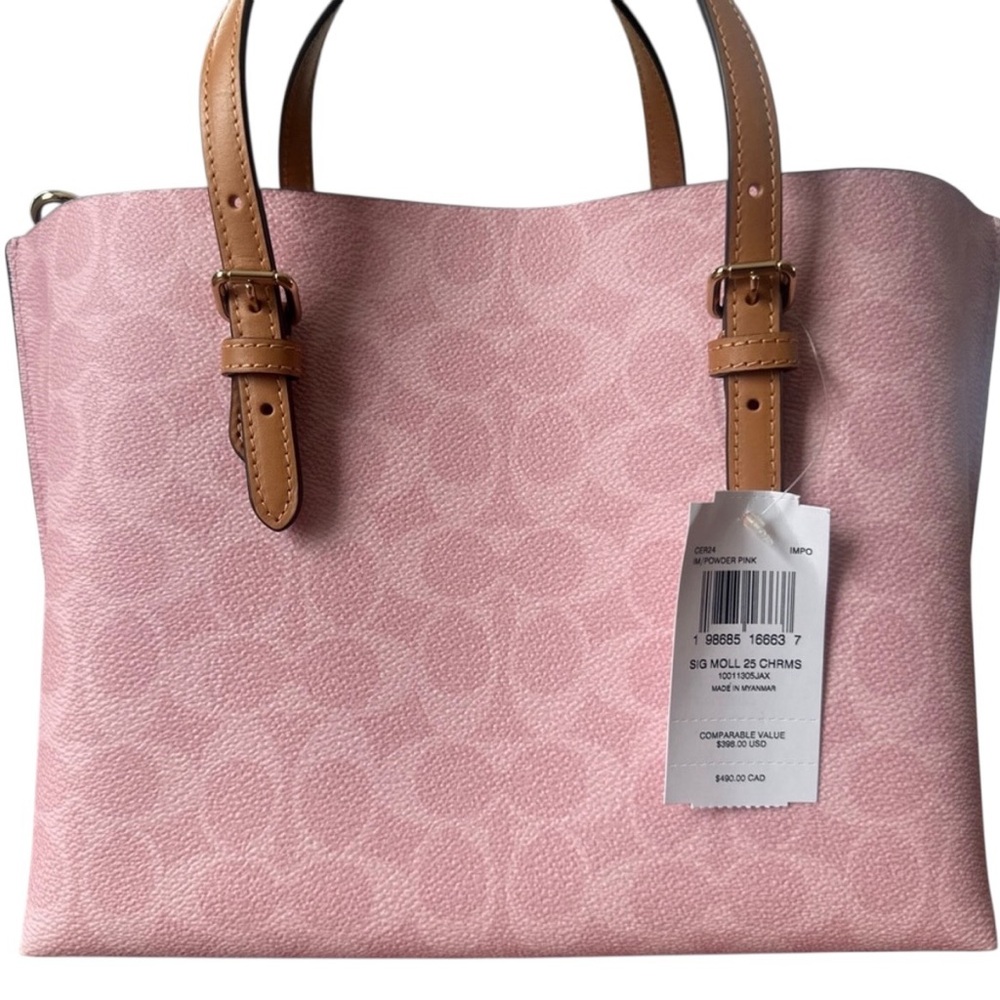 Coach Mollie Tote Bag 25 Powder Pink NWT - Picture 4 of 4
